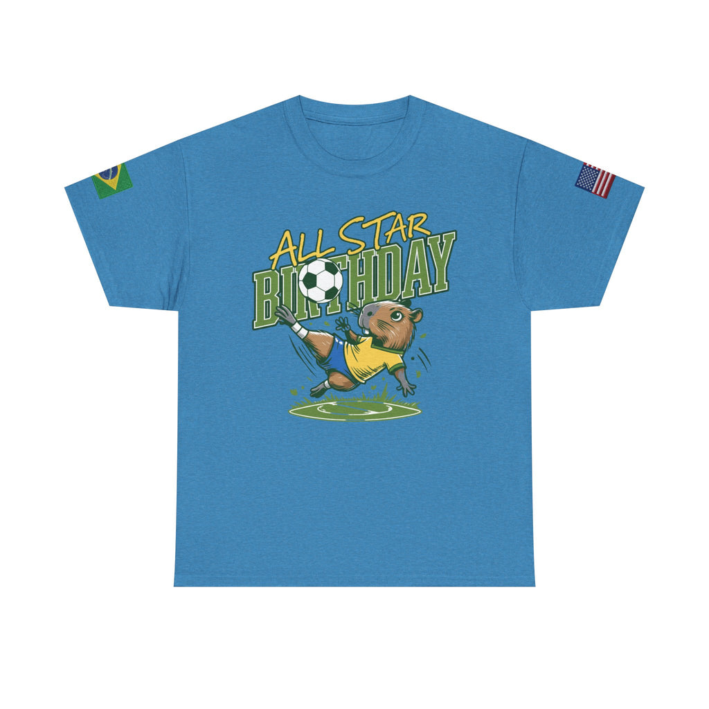 Personalized Soccer Birthday Tee All Star Capybara Kicking Ball with Custom Name