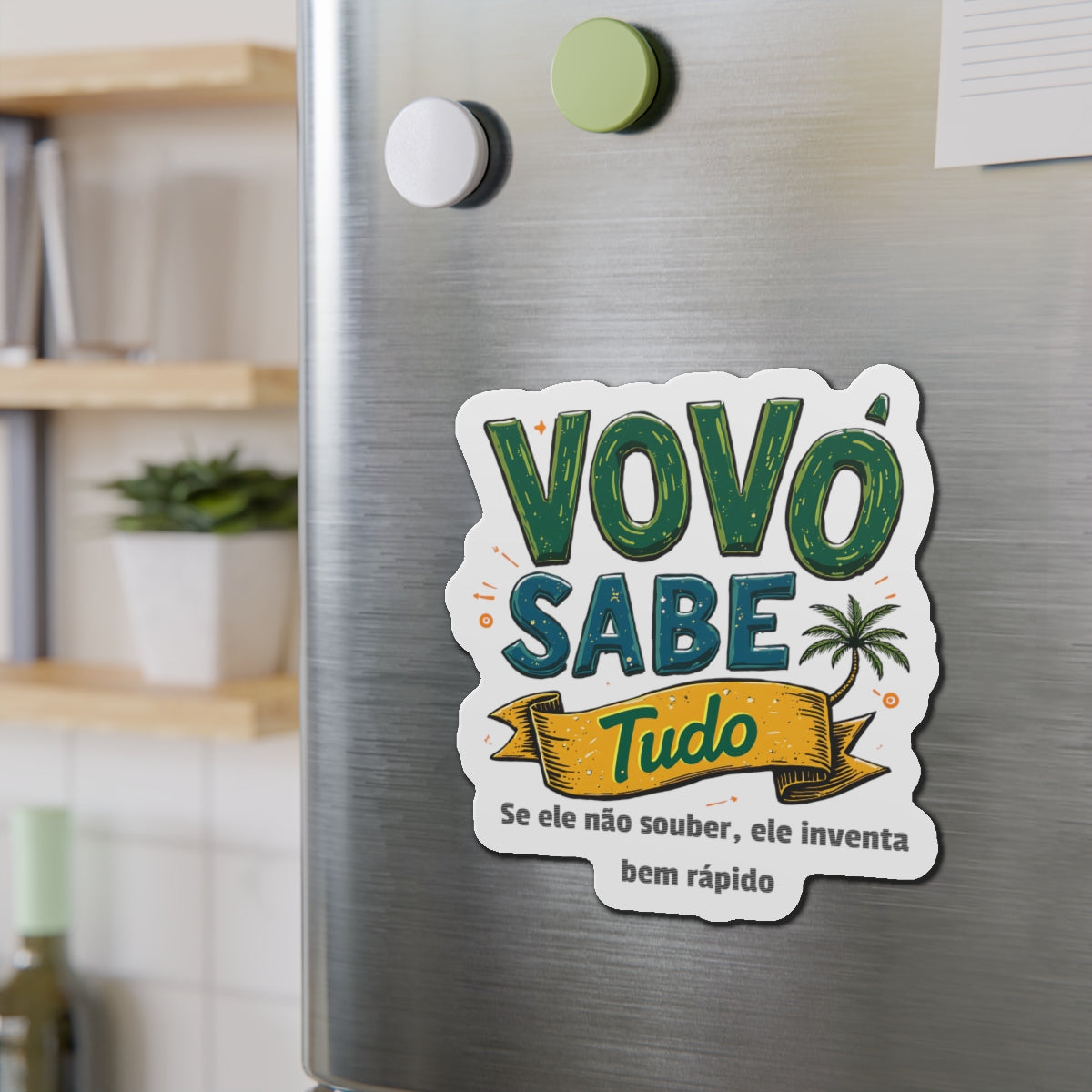 Vovô Sabe Tudo Die-Cut Magnet Funny Portuguese Grandpa Refrigerator Magnet