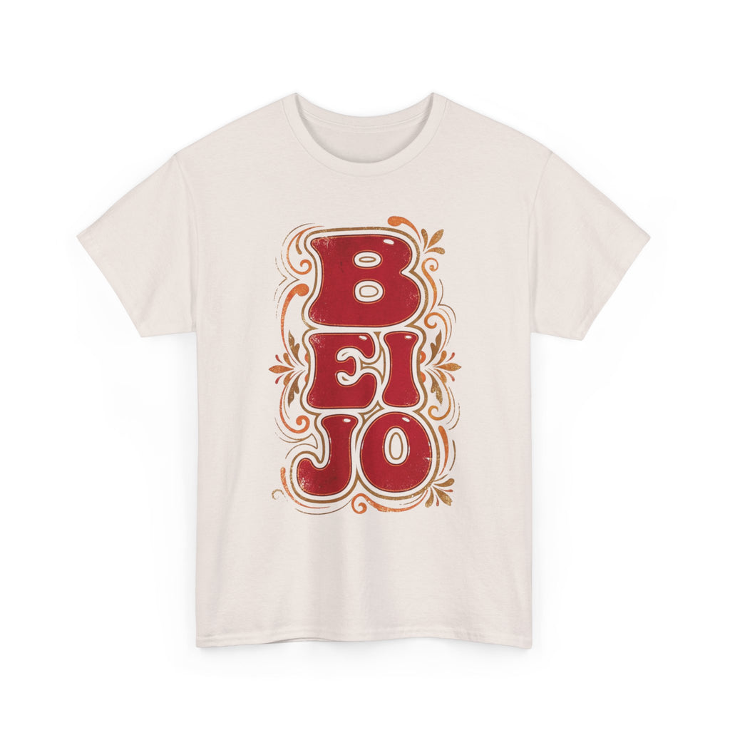 T-Shirt Retro 'BEIJO' Floral Lettering Tee (Portuguese Kiss Design)