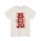 T-Shirt Retro 'BEIJO' Floral Lettering Tee (Portuguese Kiss Design)