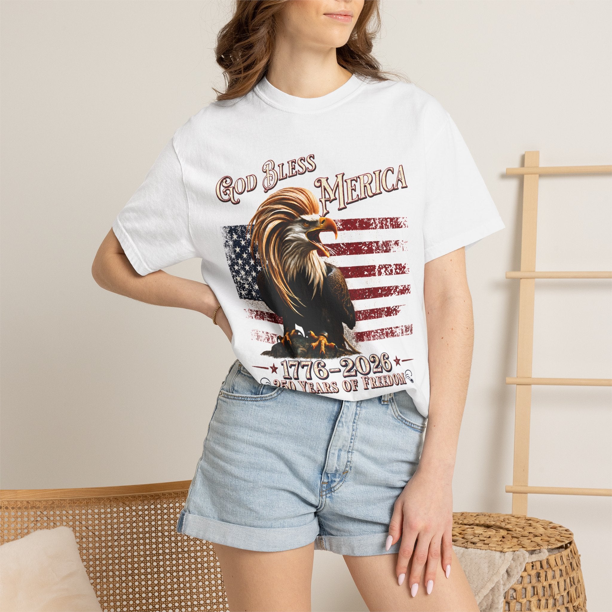 God Bless 'Merica 1776-2026 Rooster T-Shirt