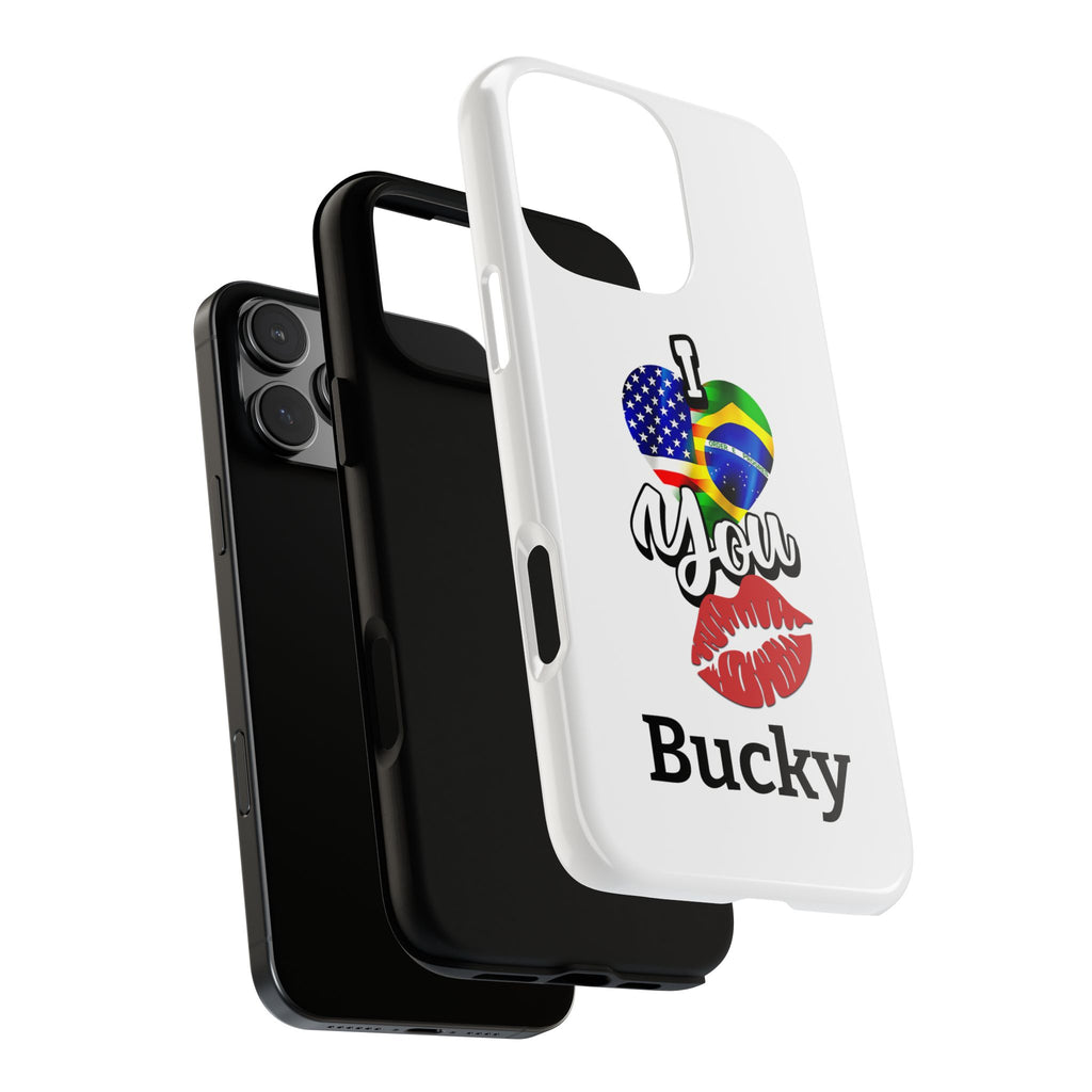 iPhone Case, Brazil USA Love Heart Kiss, Brazilian American Couple Gift