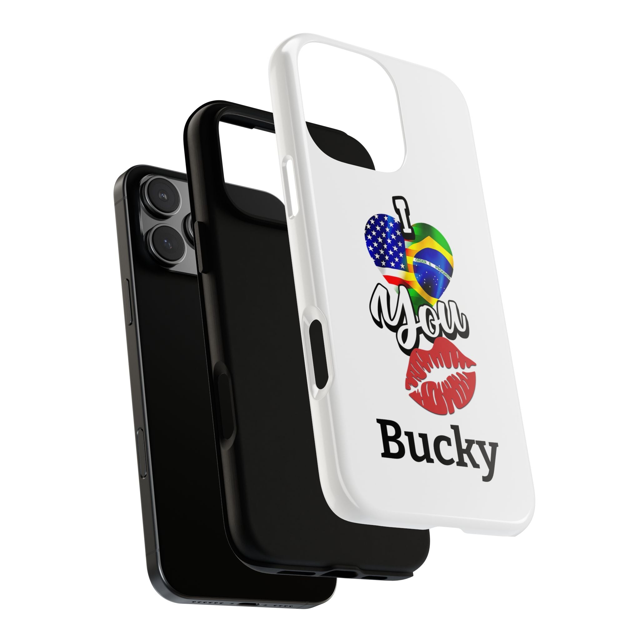 iPhone Case, Brazil USA Love Heart Kiss, Brazilian American Couple Gift