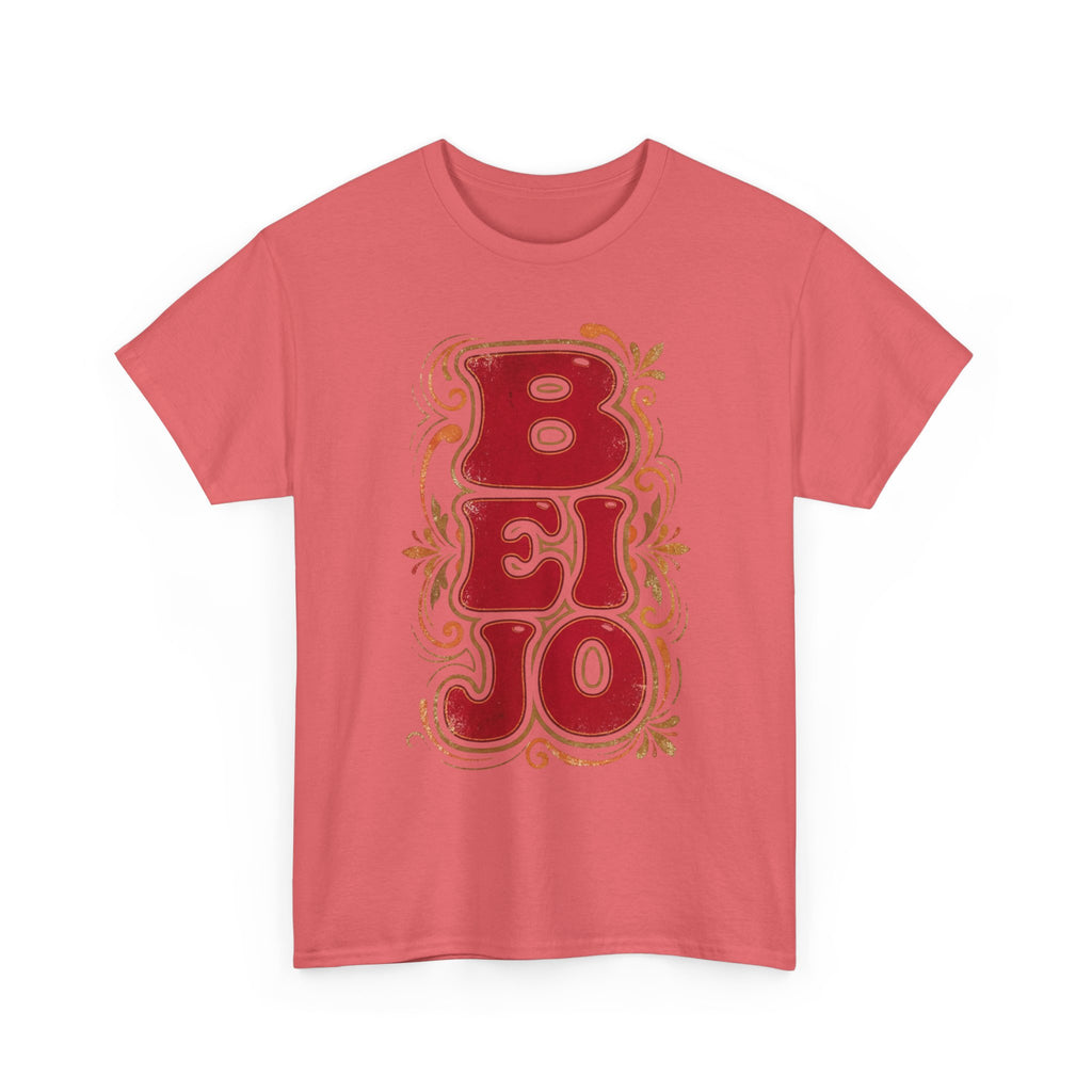 T-Shirt Retro 'BEIJO' Floral Lettering Tee (Portuguese Kiss Design)