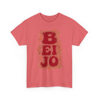 T-Shirt Retro 'BEIJO' Floral Lettering Tee (Portuguese Kiss Design)