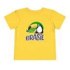 Brazilian-American Crianças T-Shirt - Toucan Design on Amarelo - Celebrate Brazilian Roots Toddler Short Sleeve Tee