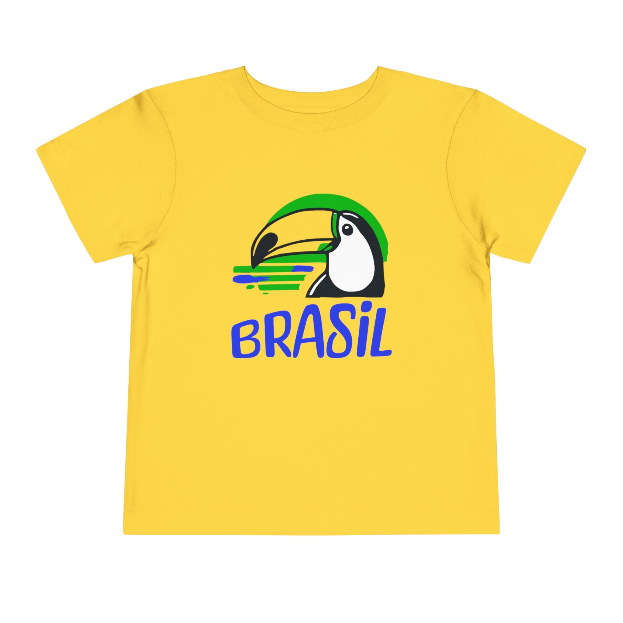 Brazilian-American Crianças T-Shirt - Toucan Design on Amarelo - Celebrate Brazilian Roots Toddler Short Sleeve Tee
