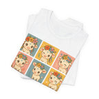 Cute Floral Cow Grid T-Shirt — Kawaii Calf Graphic Tee