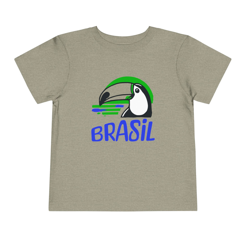 Brazilian-American Crianças T-Shirt - Toucan Design on Amarelo - Celebrate Brazilian Roots Toddler Short Sleeve Tee