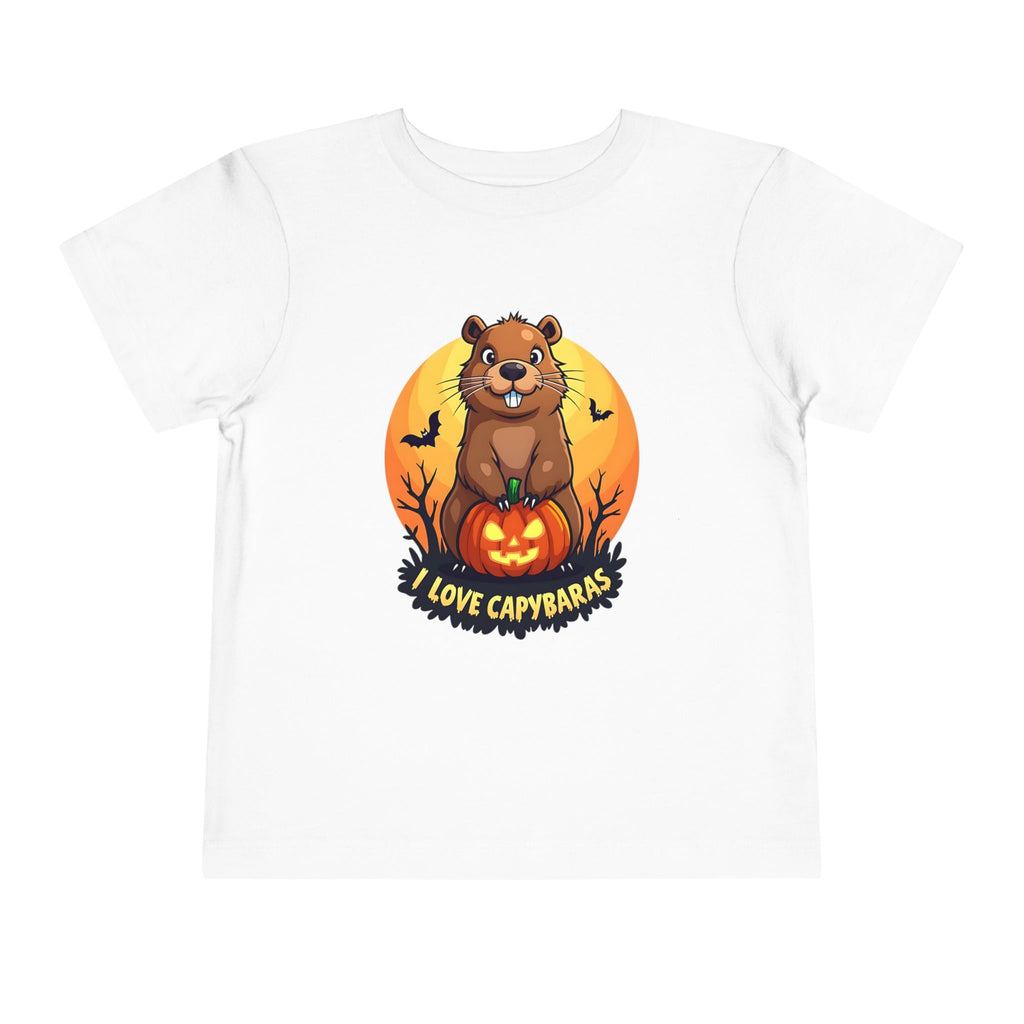 Toddler Halloween Tee with Capybara, Cute Kids Shirt, Fall Fashion, Trick or Treat Outfit, Animal Lover Gift, Spooky Season Apparel