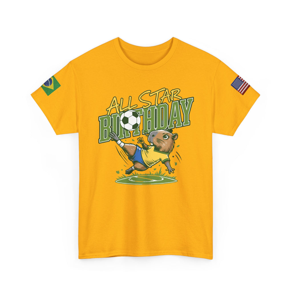 Personalized Soccer Birthday Tee All Star Capybara Kicking Ball with Custom Name