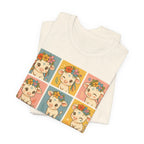 Cute Floral Cow Grid T-Shirt — Kawaii Calf Graphic Tee