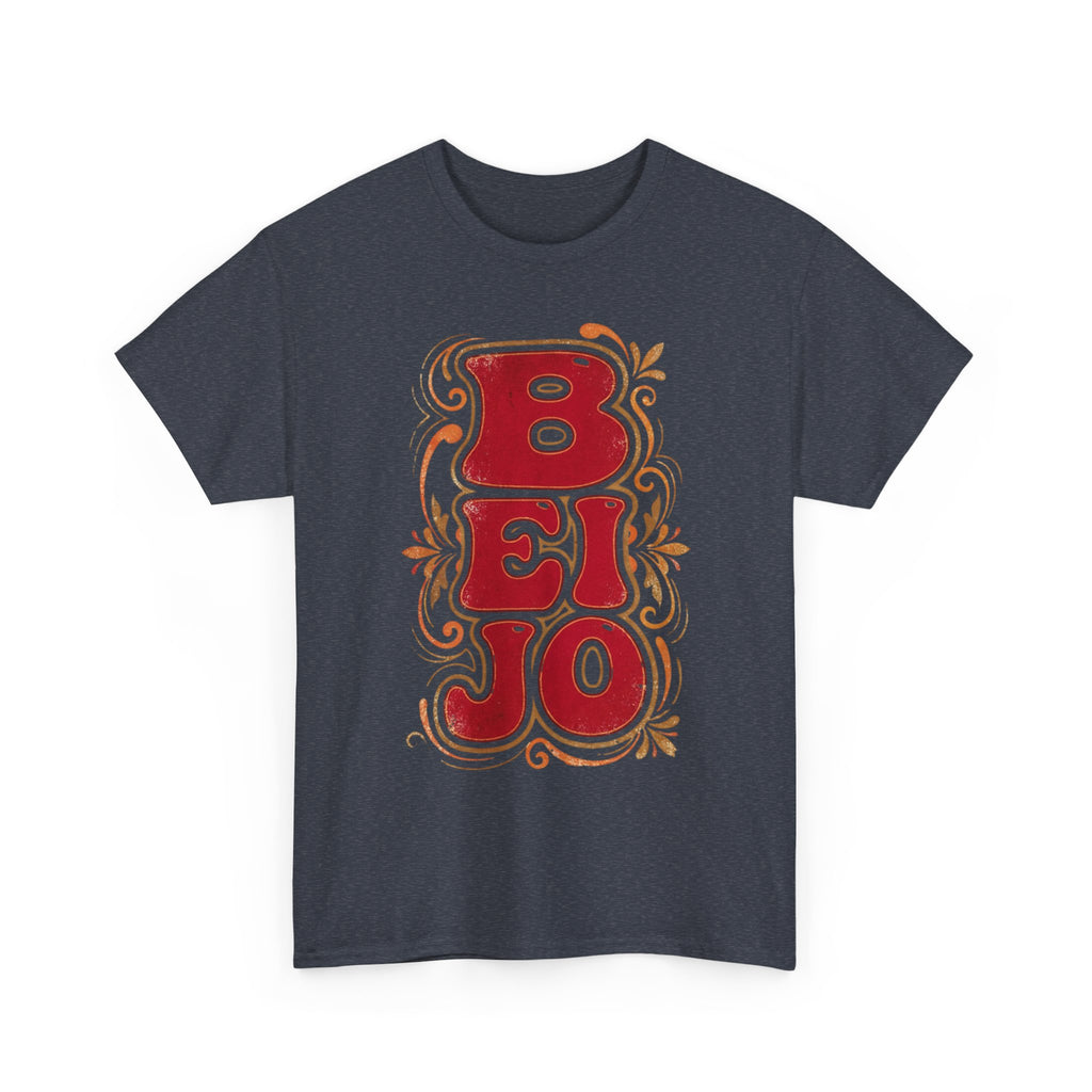 T-Shirt Retro 'BEIJO' Floral Lettering Tee (Portuguese Kiss Design)