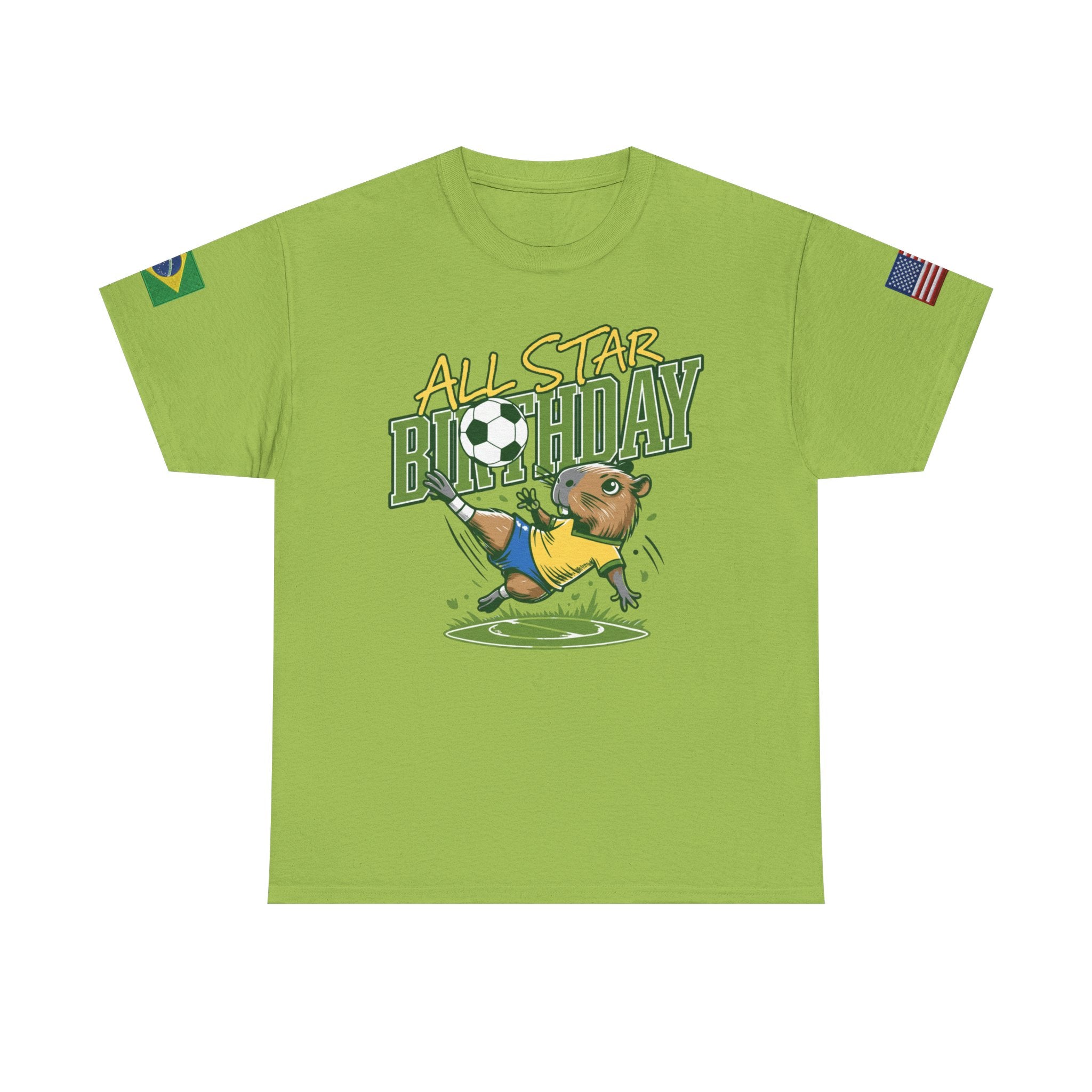 Personalized Soccer Birthday Tee All Star Capybara Kicking Ball with Custom Name