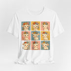 Cute Floral Cow Grid T-Shirt — Kawaii Calf Graphic Tee