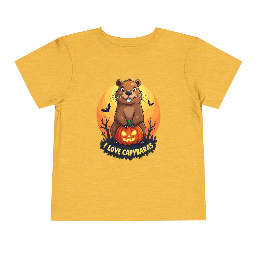 Toddler Halloween Tee with Capybara, Cute Kids Shirt, Fall Fashion, Trick or Treat Outfit, Animal Lover Gift, Spooky Season Apparel