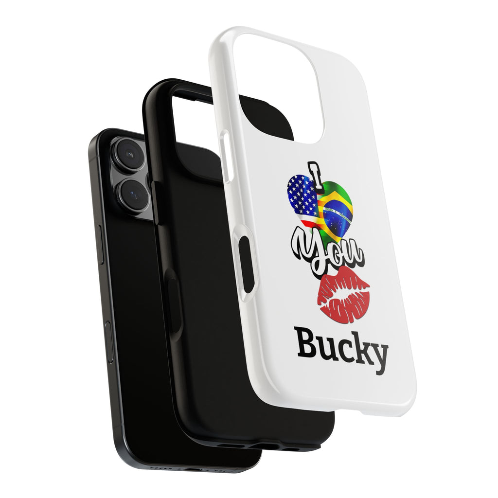iPhone Case, Brazil USA Love Heart Kiss, Brazilian American Couple Gift