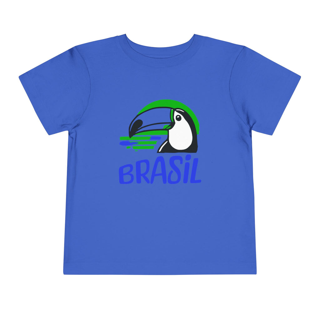 Brazilian-American Crianças T-Shirt - Toucan Design on Amarelo - Celebrate Brazilian Roots Toddler Short Sleeve Tee