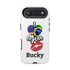 iPhone Case, Brazil USA Love Heart Kiss, Brazilian American Couple Gift