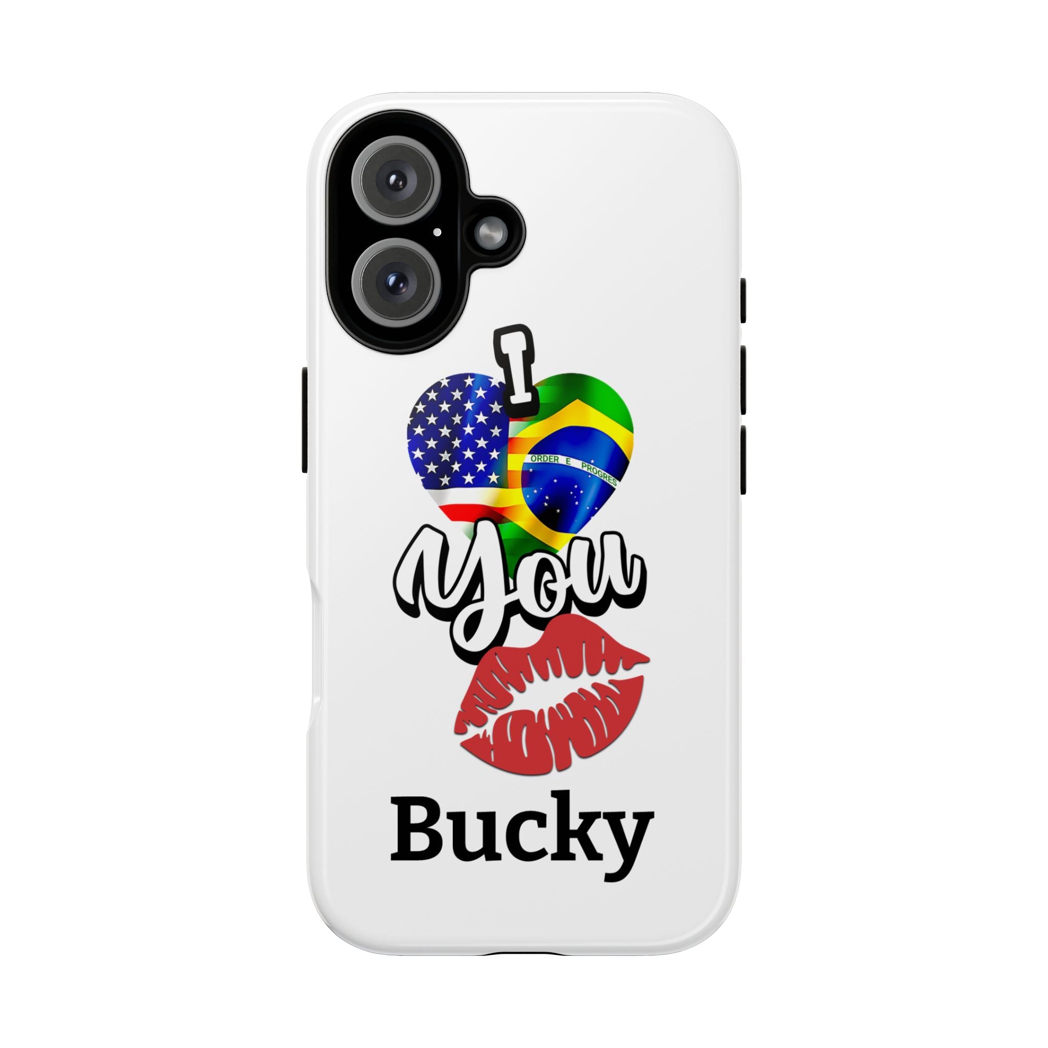 iPhone Case, Brazil USA Love Heart Kiss, Brazilian American Couple Gift