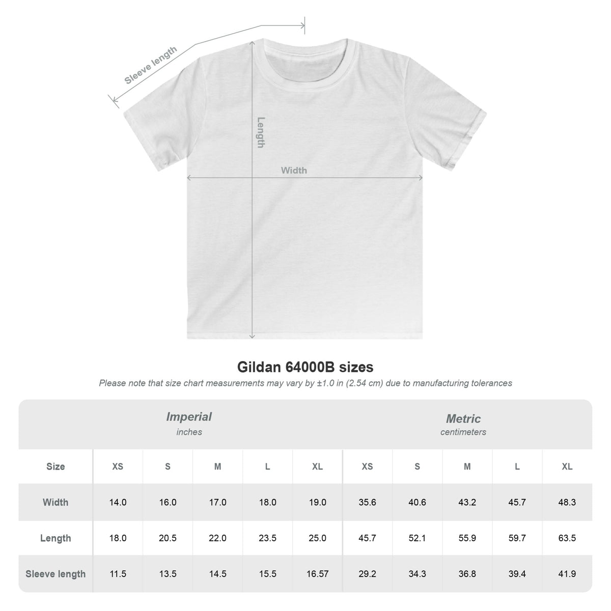 Size chart for Kids Don't Worry Be Cappy capybara t-shirt