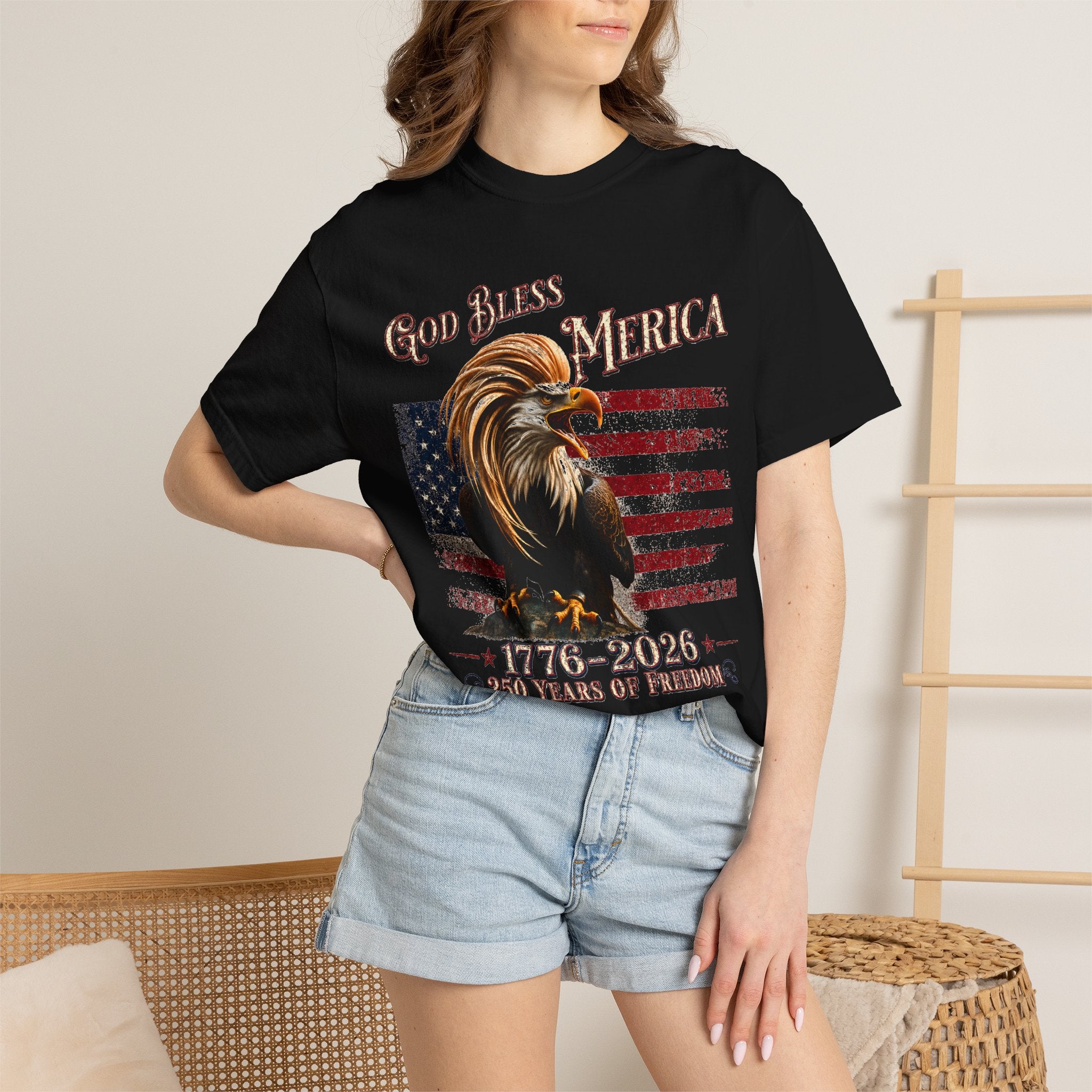 God Bless 'Merica 1776-2026 Rooster T-Shirt