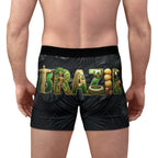 Brazil Tropical Leaf Boxer Briefs | Bold BRAZIL Back Graphic, Vertical Front Accent