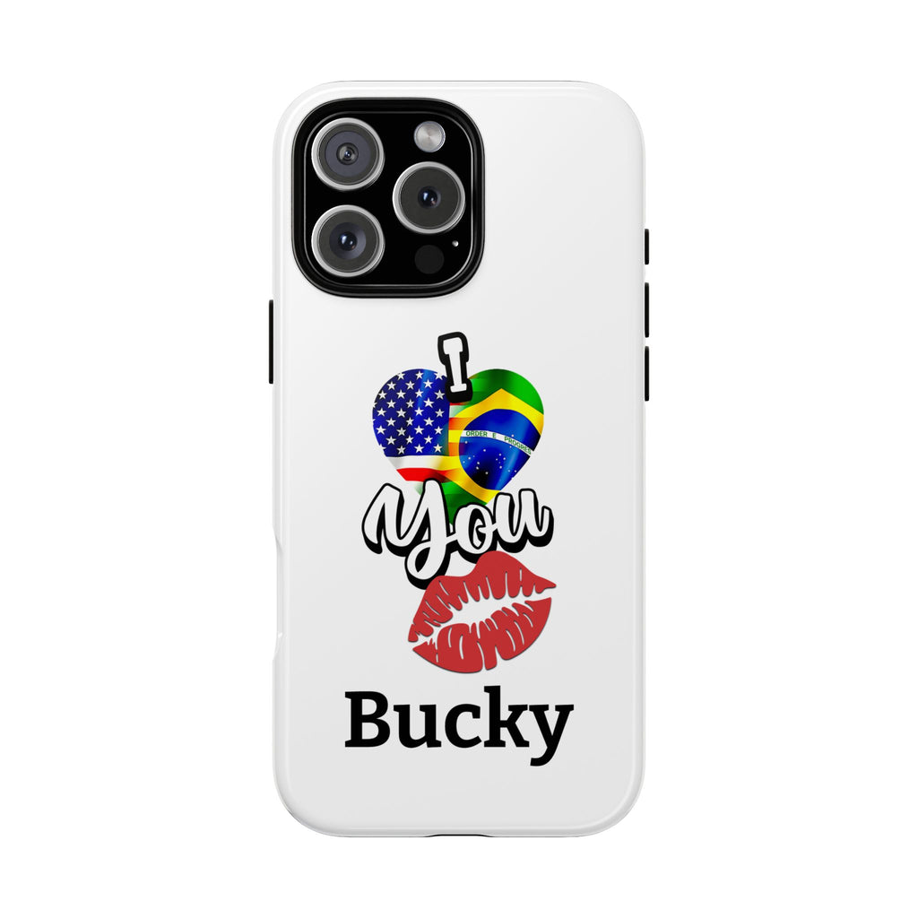 iPhone Case, Brazil USA Love Heart Kiss, Brazilian American Couple Gift