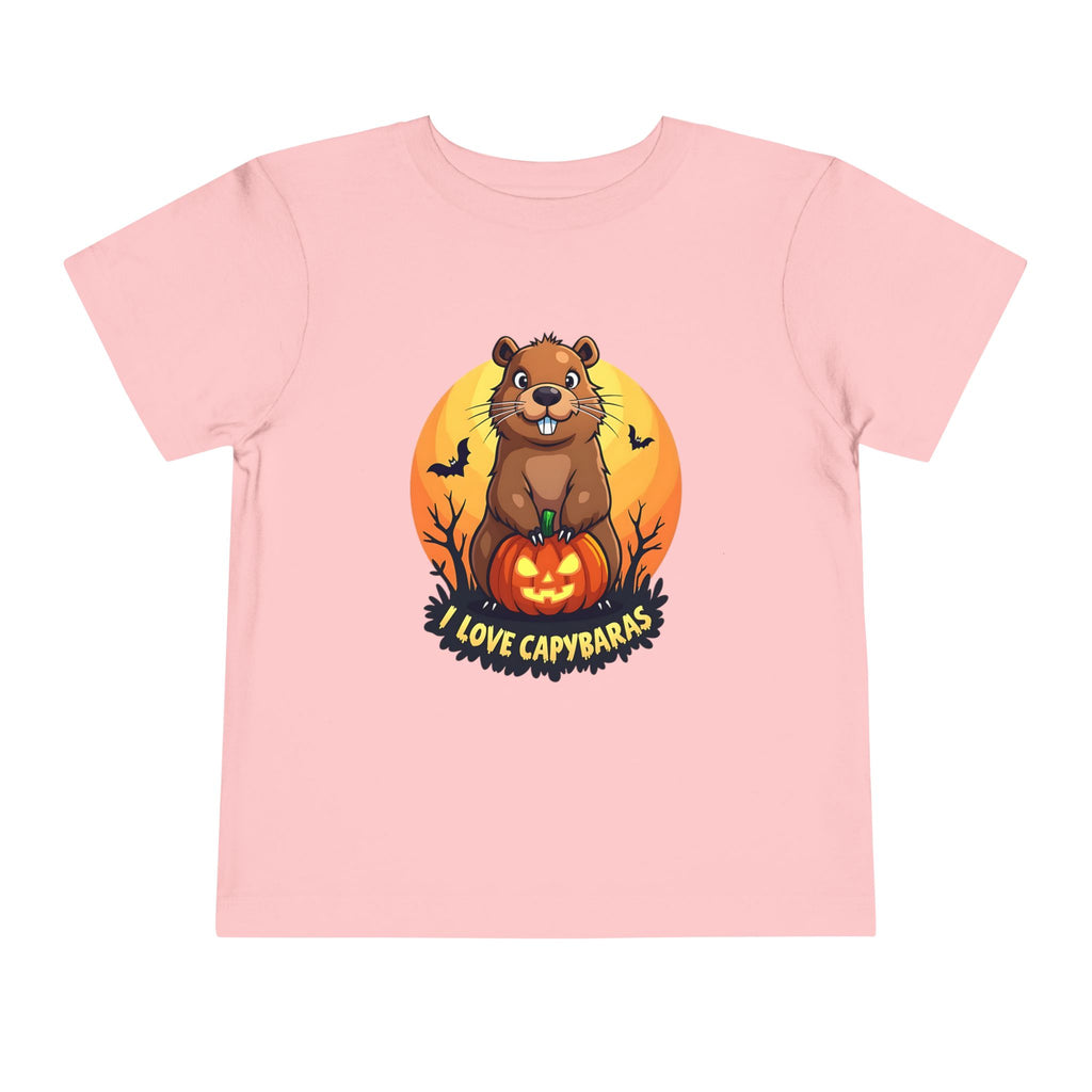 Toddler Halloween Tee with Capybara, Cute Kids Shirt, Fall Fashion, Trick or Treat Outfit, Animal Lover Gift, Spooky Season Apparel