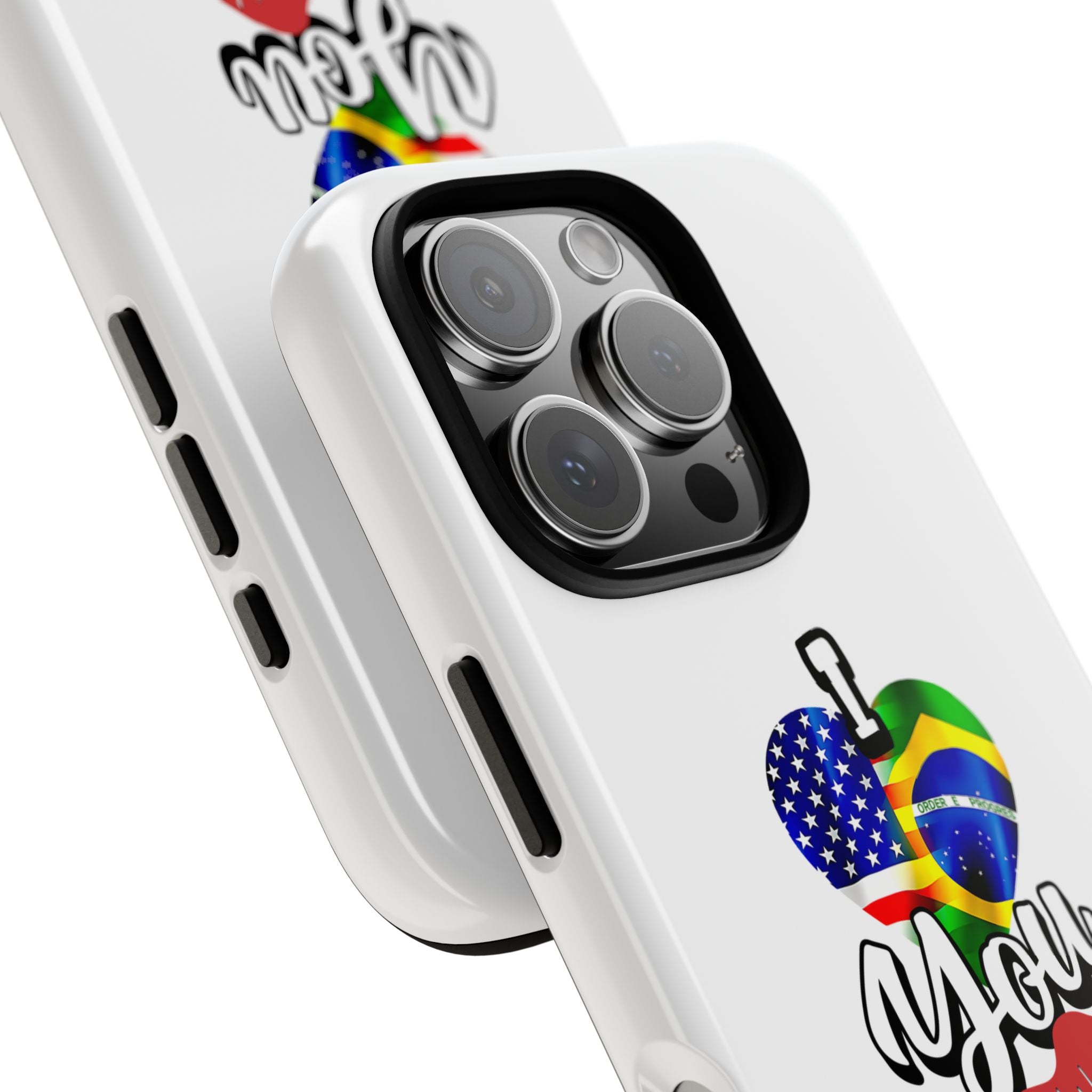 iPhone Case, Brazil USA Love Heart Kiss, Brazilian American Couple Gift