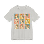 Cute Floral Cow Grid T-Shirt — Kawaii Calf Graphic Tee
