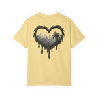 Dripping heart skyline t shirt palm tree cityscape graphic tee urban sketch art shirt bohemian summer style graphic heart shirt
