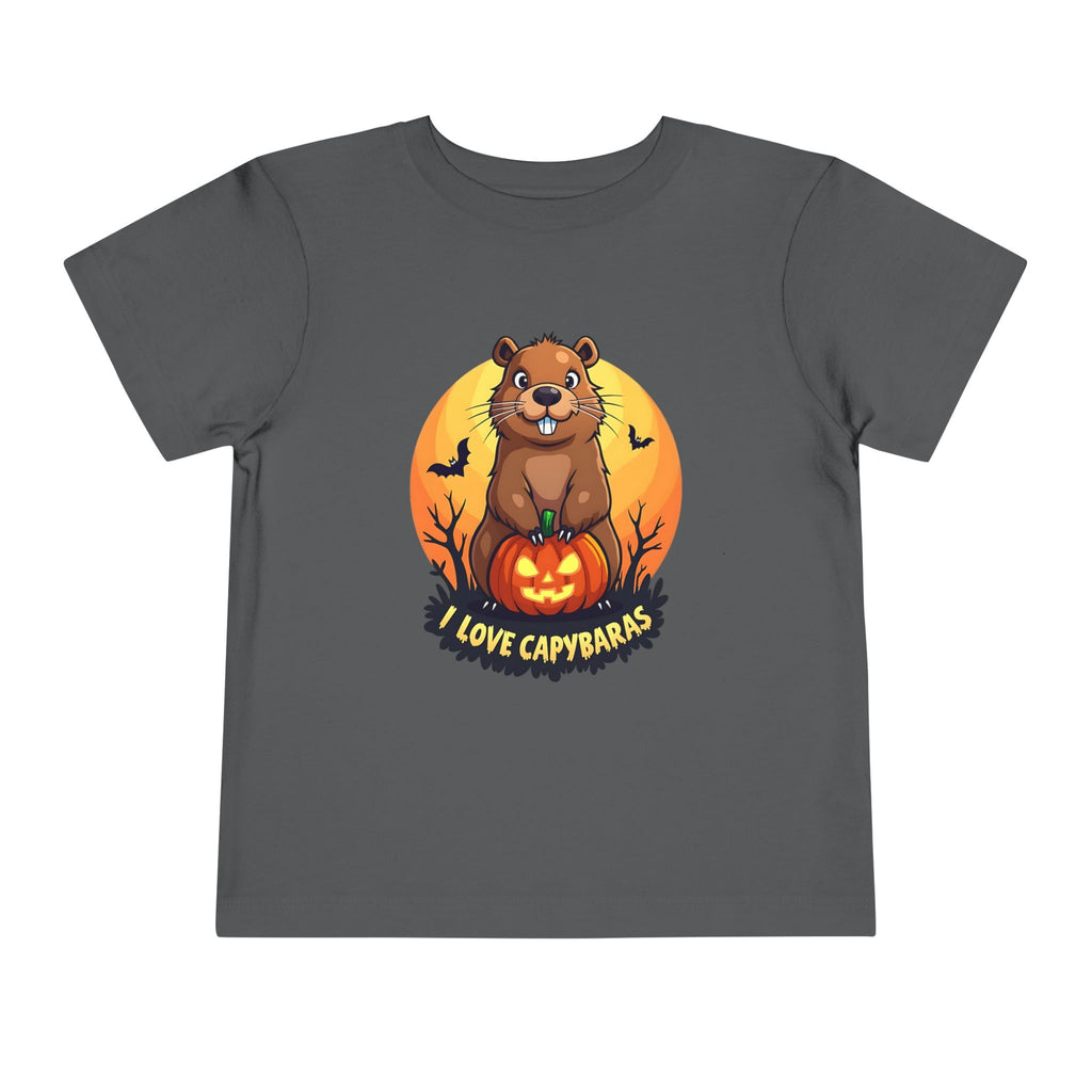 Toddler Halloween Tee with Capybara, Cute Kids Shirt, Fall Fashion, Trick or Treat Outfit, Animal Lover Gift, Spooky Season Apparel