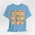 Cute Floral Cow Grid T-Shirt — Kawaii Calf Graphic Tee