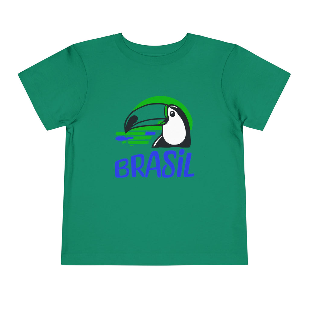 Brazilian-American Crianças T-Shirt - Toucan Design on Amarelo - Celebrate Brazilian Roots Toddler Short Sleeve Tee