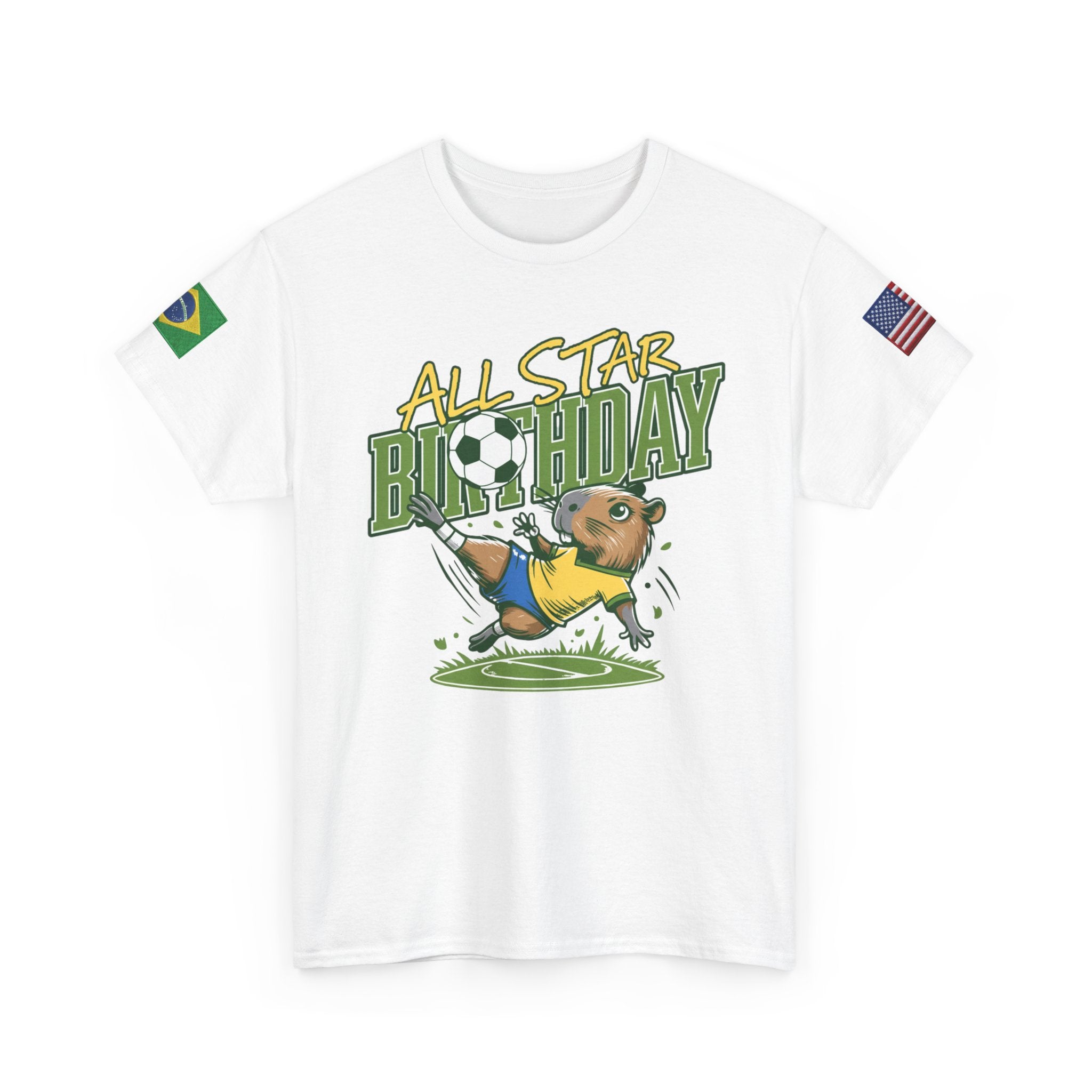 Personalized Soccer Birthday Tee All Star Capybara Kicking Ball with Custom Name