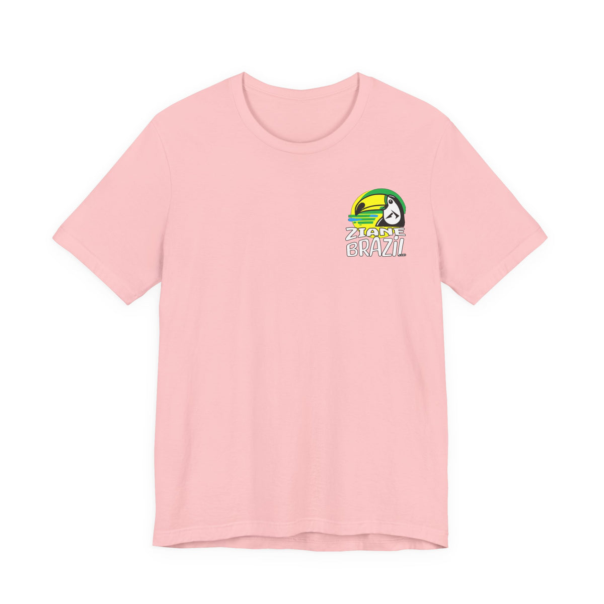 Ziane Brazil Brasileiro É Assim tee in Pink — front left-chest logo