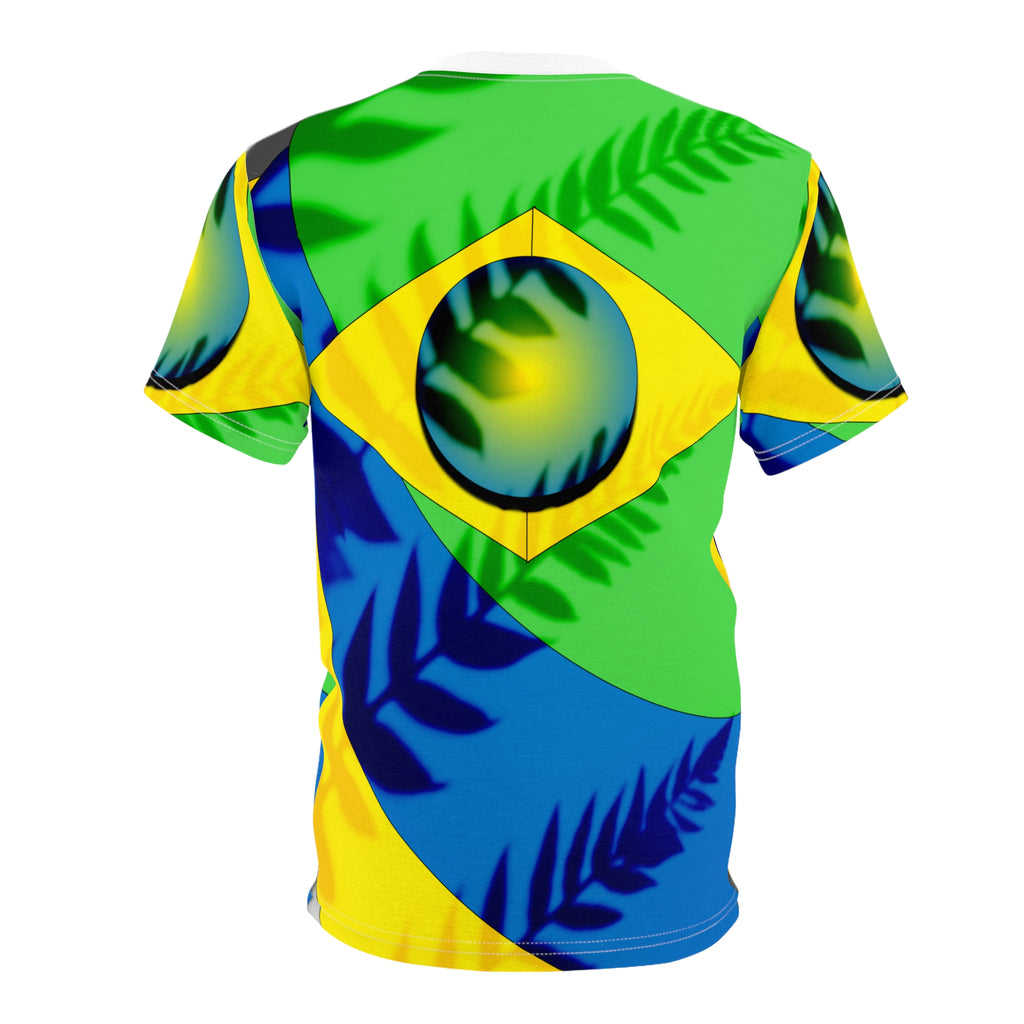 Brazil Flag Abstract Tee, Unisex T-Shirt for Carnival & Soccer Games, Green Yellow Blue, Brazilian Culture Shirt, Tropical Vacation Clothing