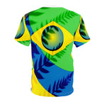 Brazil Flag Abstract Tee, Unisex T-Shirt for Carnival & Soccer Games, Green Yellow Blue, Brazilian Culture Shirt, Tropical Vacation Clothing