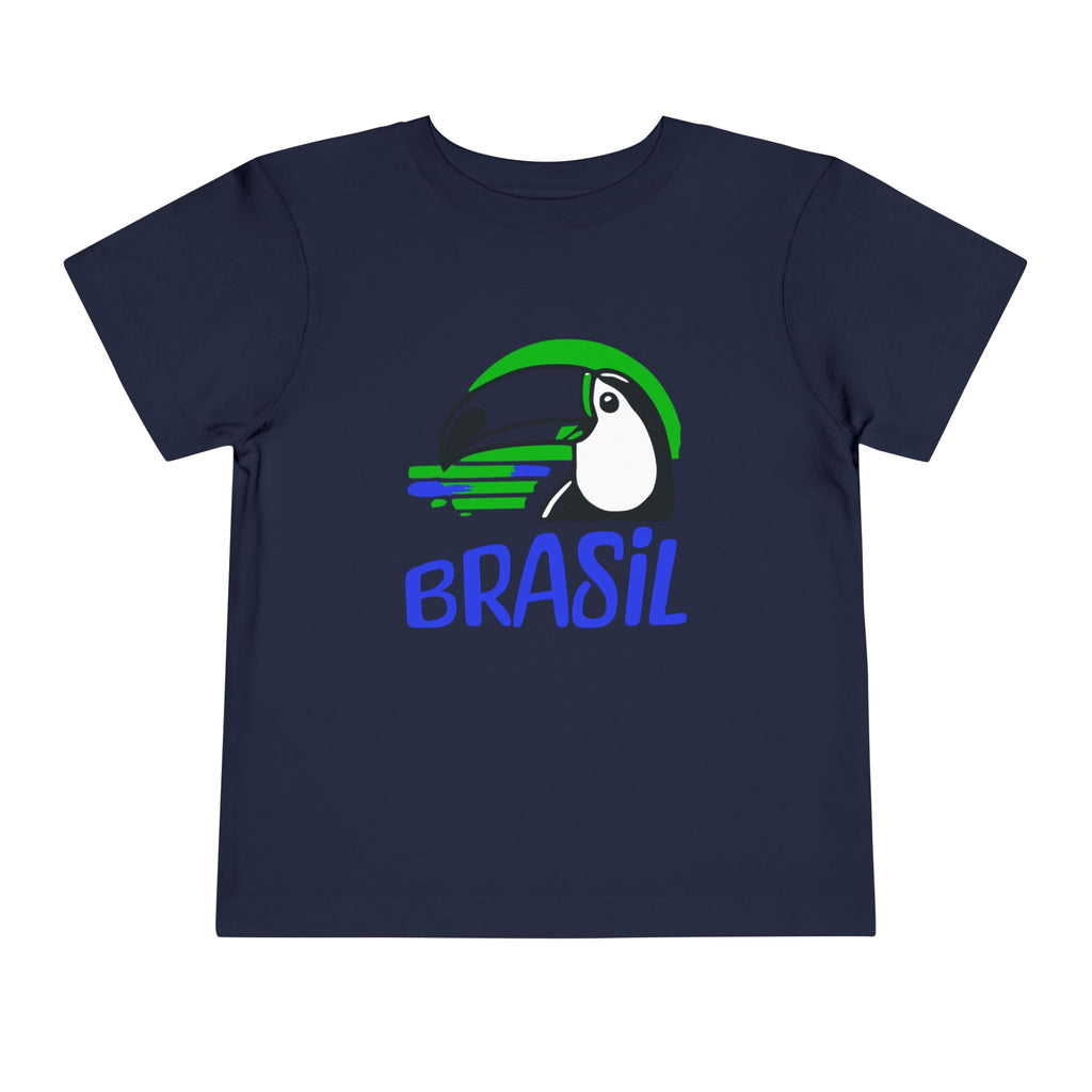 Brazilian-American Crianças T-Shirt - Toucan Design on Amarelo - Celebrate Brazilian Roots Toddler Short Sleeve Tee