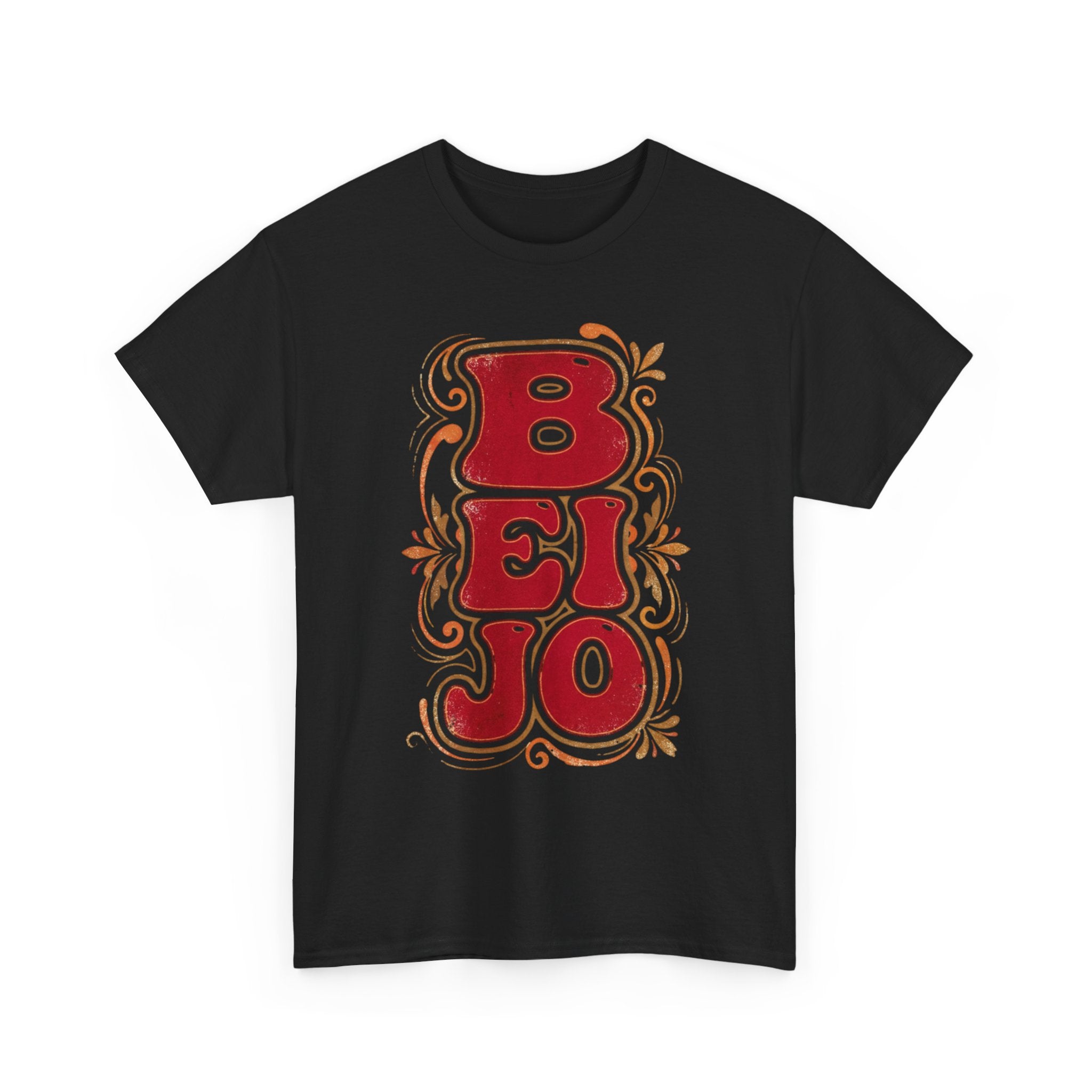 T-Shirt Retro 'BEIJO' Floral Lettering Tee (Portuguese Kiss Design)