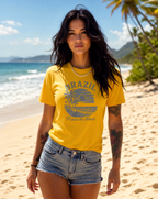 Tropical Beach Vibes T-Shirt, Unisex Softstyle Tee with Brazil Print, Perfect Beachwear, Summer Vacation, Gift for Travelers