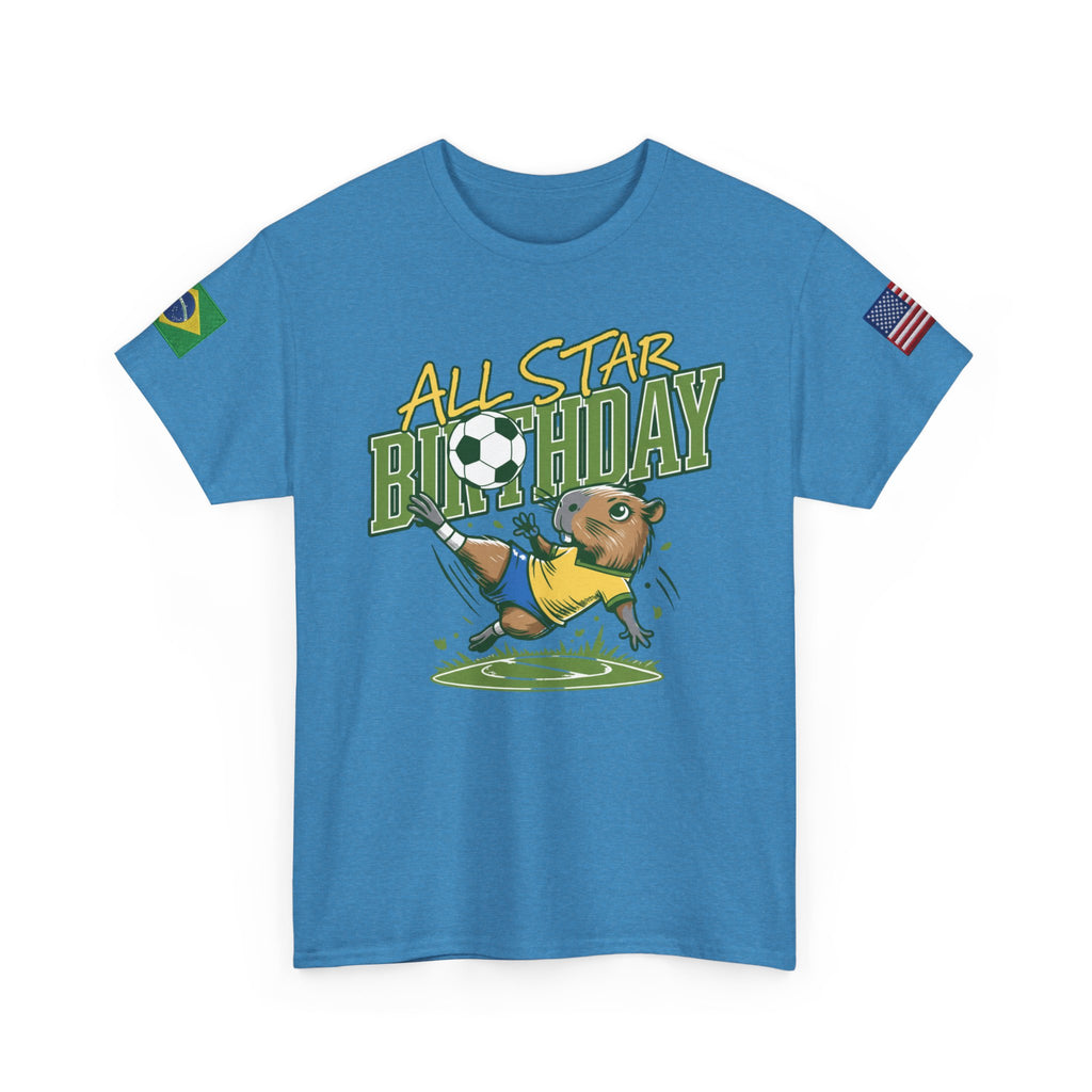 Personalized Soccer Birthday Tee All Star Capybara Kicking Ball with Custom Name
