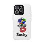iPhone Case, Brazil USA Love Heart Kiss, Brazilian American Couple Gift
