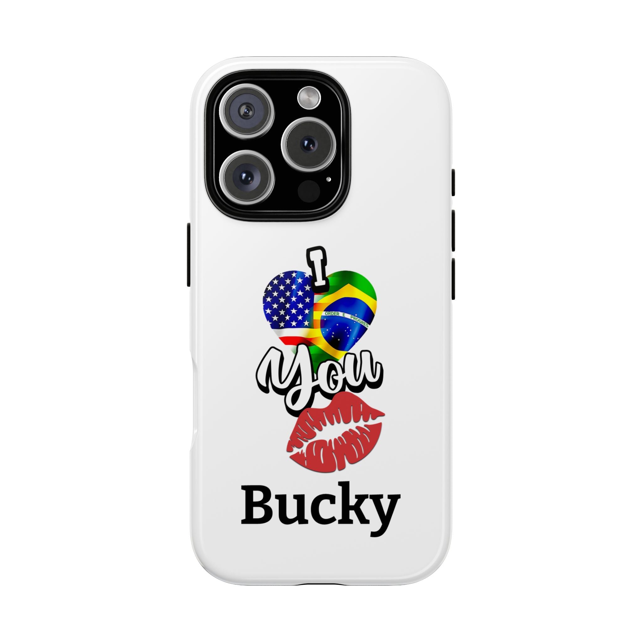 iPhone Case, Brazil USA Love Heart Kiss, Brazilian American Couple Gift