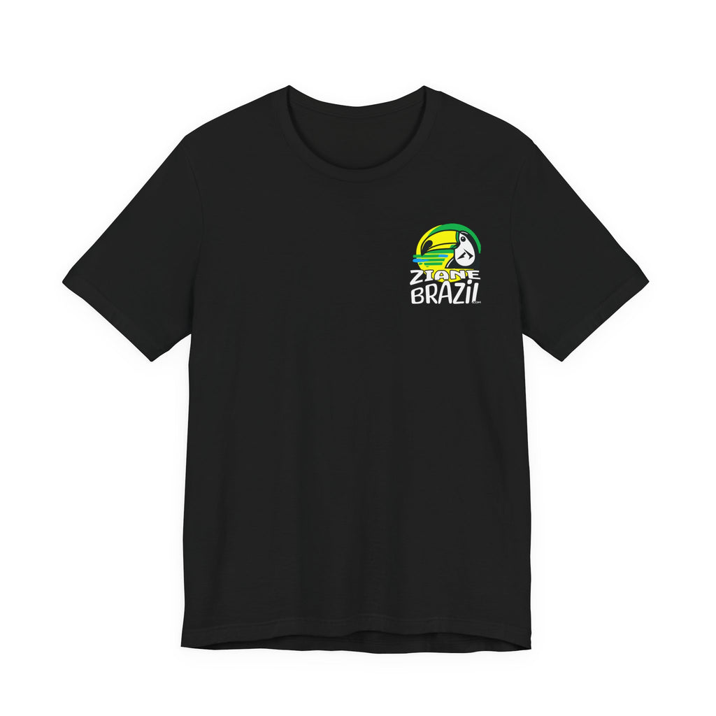 Ziane Brazil Brasileiro É Assim tee in Black — front left-chest logo