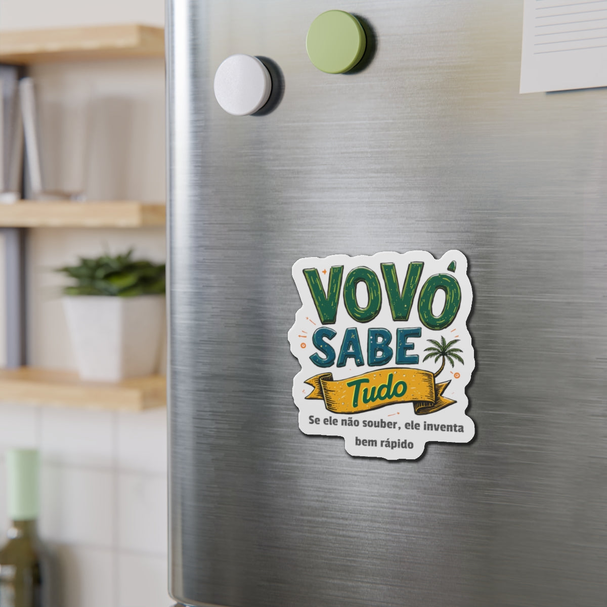 Vovô Sabe Tudo Die-Cut Magnet Funny Portuguese Grandpa Refrigerator Magnet