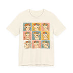 Cute Floral Cow Grid T-Shirt — Kawaii Calf Graphic Tee