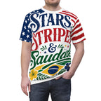 Stars, Stripes & Saudade All-Over Print Tee | Brazil USA Shirt