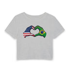 USA Brazil Heart Hands Baby Tee | Cropped Graphic Top